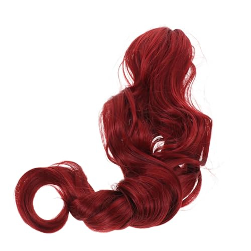 FOMIYES Natürlich Wirkende Synthetische Gewellte Pferdeschwanz Haarverlängerung mit Klammerclip Voluminöses Lockiges Haarteil für Damen Fester Sitz Lang Rot Geeignet für Alltag und von FOMIYES
