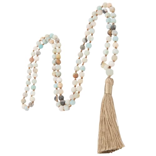 FOMIYES Natürliche Perlen Halskette mit Quaste Einfache Kette aus Halbedelsteinen Handgeknüpftes Schmuck Accessoire für Damen Vielseitig Kombinierbar und Elegant von FOMIYES