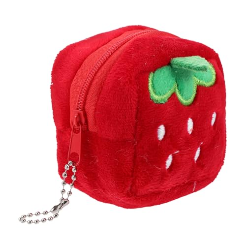 FOMIYES Süßer Erdbeer Geldbeutel Für Mädchen Plüsch Münzbeutel Mit Schlüsselanhänger Niedlicher Cartoon-Stil Kompakte Geldtasche Für Kleingeld Und Kleine Gegenstände von FOMIYES