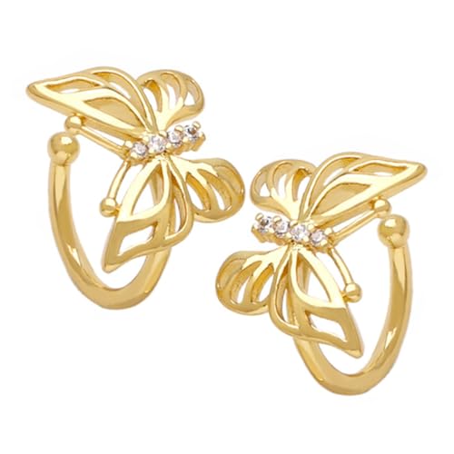 FOMIYES Non Piercing Ohrclips Damen Schmetterling Ohrschmuck Bling Strass Ohrmanschette Clip Ohrringe für Party Alltag von FOMIYES