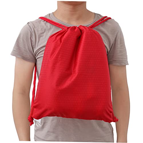 FOMIYES Nylon Rucksack Mit Kordelzug Für Erwachsene Und Kinder Sport Reitrucksack Für Strand Schwimmen Und Reisen (rot) von FOMIYES