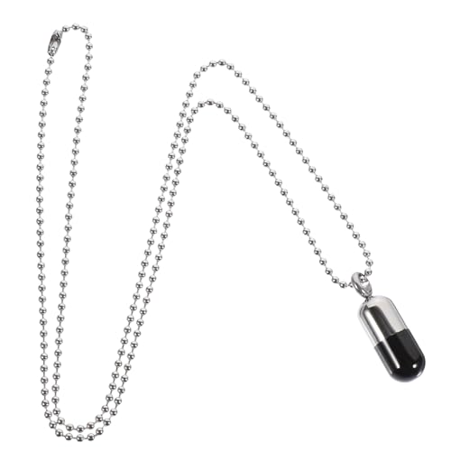 FOMIYES Offenbares Pillenanhänger Halskette Damen Verstellbar Leicht Titanstahl Capsule Schmuck mit Kugelkette Geeignet für Personalisierte Frauen von FOMIYES