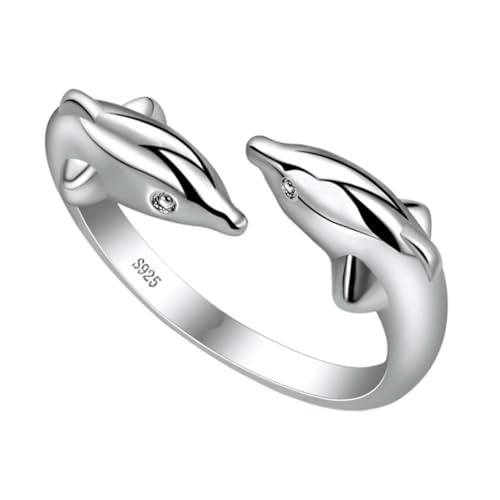 FOMIYES Offener Ring Delphin Sterlingsilber Party Delfine Silberschmuck Ringe Für Frauen Finger Delfinringe Verlobungsringe Trauringe Paar Ringe Ring Tiermotiv Silver von FOMIYES