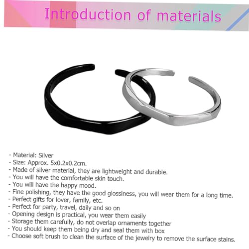 FOMIYES Offener Silberring Rhombus Form Verstellbar Paarring Minimalistischer Schmuck für Damen Herren Weißes Liebesring von FOMIYES