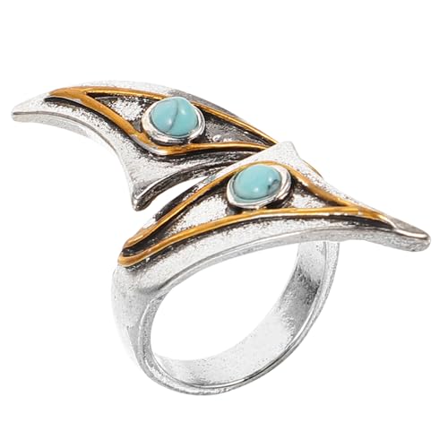 FOMIYES Offener Verstellbarer Ring mit Blauem Türkis Retro Stil Kleiner Fingerring für Damen Hautfreundlich Modisches Schmuckgeschenk für Partys und Alltag von FOMIYES