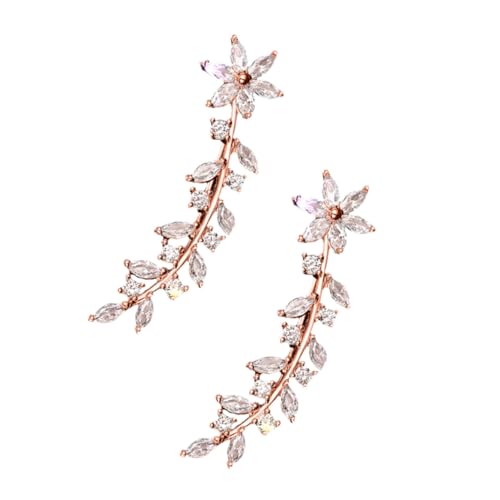 FOMIYES 1Paar Blumenblatt Ohr Crawler Ohrringe mit Strass für Damen Kletterohrringe Leicht und für Alltag für Freundin von FOMIYES