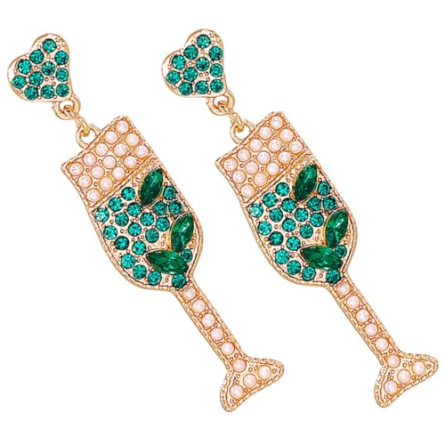 FOMIYES Ohrringe im Weinglas Design mit Perlen und Strasssteinen für Frauen Statement Ohrringe für Partys Hochzeiten und Festliche Anlässe Leicht und Angenehm zu Tragen von FOMIYES