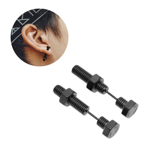 FOMIYES Ohrstecker Hexagon Schrauben Design Schwarz Unisex Party Club Ohrringe Stilvoll Robust Umweltfreundlich von FOMIYES