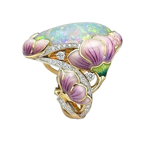 FOMIYES Opalstein-gießring Für Damen Floraler Ring Mit Stein Fingerring Für Frauen Modischer Damenschmuckzubehör von FOMIYES