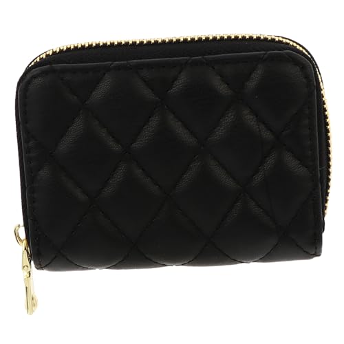 FOMIYES PU Kartenetui Damen Großes Fassungsvermögen Rhombus Stil Kartenhalter Multifunktional Münzfach Organizer Schwarz von FOMIYES