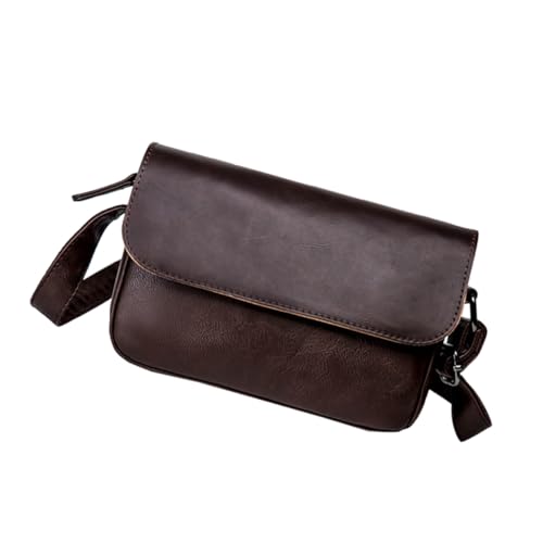 FOMIYES PU Schultertasche Herren Wasserabweisend Große Kapazität Leichte Umhängetasche Modisch für Arbeit Business und Reise Braun von FOMIYES