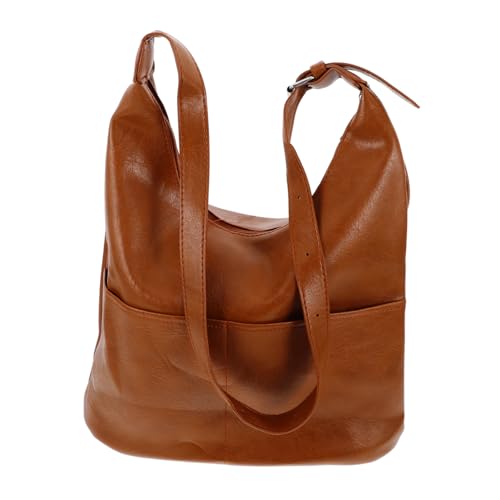 FOMIYES PU Tote Bag Damen Vintage Stil Große Schultertasche Vielseitig Tragbar Elegant Retro Design Robuste Frauen Umhängetasche für Alltag und Casual von FOMIYES