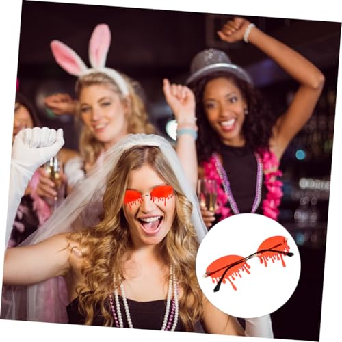 FOMIYES Partybrille Kreative Wassertröpfchen Form Rote Gläser UV Schutz Modische Dekorative Sonnenbrille für Festival Silvester und Alltag von FOMIYES