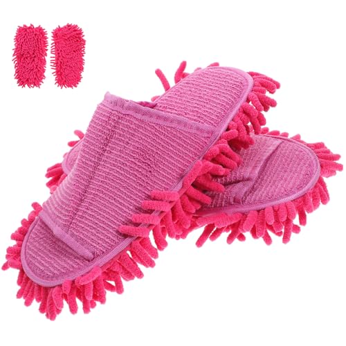 FOMIYES Peep toe Mop Slippers Offene Zehen Reinigung Hausschuhe Duster Cloth Slipper Rutschfest Komfortabel Frei für Bodenreinigung und Hausputz Pink von FOMIYES