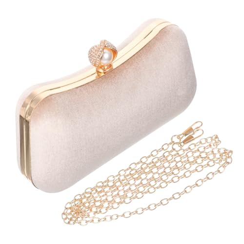 FOMIYES Perlen Clutch Tasche Damen Vintage Stil Abendtasche mit Verschluss Mittelgroß für Party Bankett und Hochzeit Handtasche für Frauen in Apricot von FOMIYES