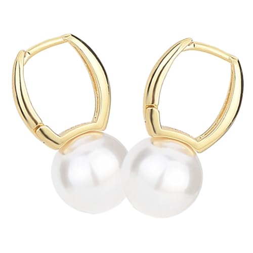 FOMIYES Perlen Creolen Ohrringe Damen Dangle Ohrhänger mit Weißen Perlen Leichtes Design Vielseitig zu Sport Casual und Formeller Kleidung Hautfreundlich und von FOMIYES