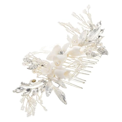 FOMIYES Perlen Haarschmuck Braut Haarkamm Für Damen Eleganter Blumen Haarkamm Für Hochzeit Weihnachten Und Bälle Kopfschmuck Aus Zinklegierungen Mit Strahlendem Glanz von FOMIYES