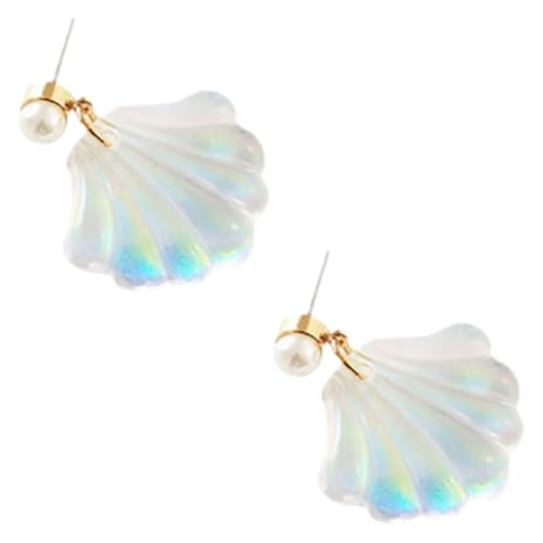 FOMIYES Perlen Ohrstecker Damen Muschelförmige Ohrhänger mit Glänzender Oberfläche Leichte Legierung Sommerlicher Schmuck für Alltag und Urlaub Langlebige Stecker Natürlicher Look von FOMIYES