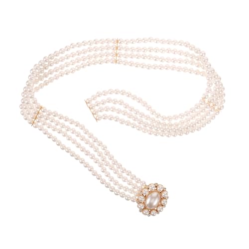 FOMIYES Perlen-Taillenkette Gürtel frauen Damengürtel für Gürtel Frau für Brautjungfer Mädchengürtel Körperschmuck Hochzeitskleid Gürtel Taillenschmuck Zinklegierung Weiß von FOMIYES