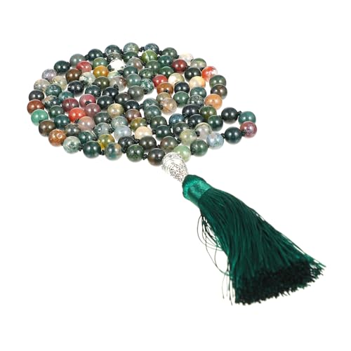 FOMIYES Perlen Tassel Halskette Langes Schmuckstück für Meditation Yoga Unisex Natürliche Halbedelsteine Multifunktional als Handwickelarmband Geeignet von FOMIYES