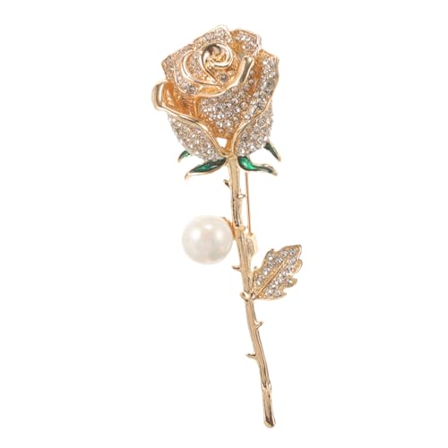 FOMIYES Perlenbrosche Blumen Rose Brosche im romantischen Stil Anstecknadel Pin-Hüte Anstecknadel aus Metall Modeschmuck Abendkleid mit Brosche Zinklegierung von FOMIYES