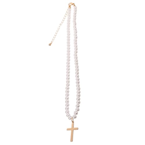 FOMIYES Perlenkette Damen mit Kreuzanhänger Halskette aus Hypoallergenem Eleganter Schmuck mit Einzigartigem Design Trendiger Look für Frauen Stilvolle Perlenverzierung von FOMIYES