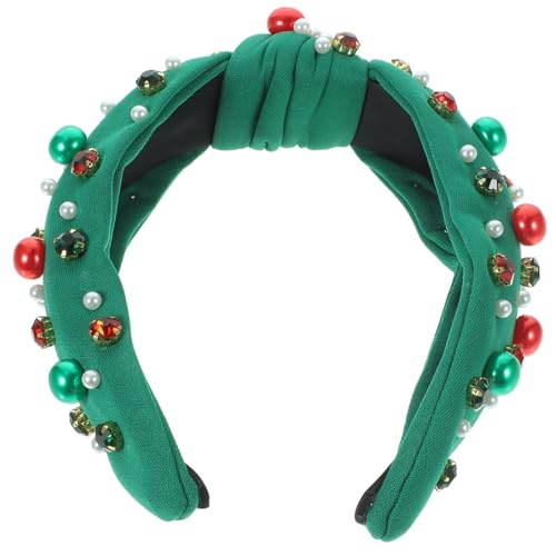 FOMIYES Perlgeknotetes Stirnband Weihnachtsstirnband Für Frauen Stirnband Mit Perlenknoten Perlen-stirnband Perlenstirnband Weihnachtskopfbedeckung Strasssteine Haarschmuck Fräulein Stoff von FOMIYES