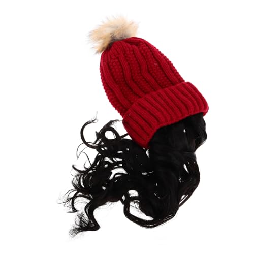 FOMIYES Beanies Kopfbedeckung Perücke Kappe Hat Beanie Hüte Gestrickte Hut Frauen Faux Haar Kappe Neuheit Stricken Kappe von FOMIYES