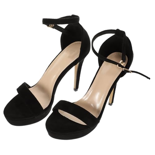 FOMIYES Plateau High Heels Sandalen Damen Schwarze Kreative Riemchensandalen Langlebig Modisch und Rutschfest für Sommer und Besondere Anlässe von FOMIYES