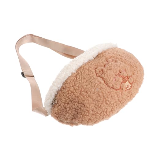 FOMIYES Plüsch Bauchtasche Damen mit Niedlichem Bärenmotiv Leichte Verstellbare Hüfttasche für Shopping Reisen Alltag Kawaii Bestickte Tasche in Khaki Modisch und Praktisch von FOMIYES