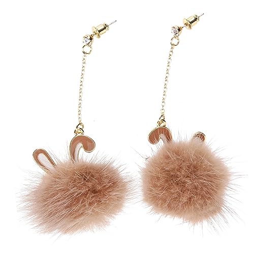 FOMIYES Plüsch Bommel Ohrringe Kaninchen Ohrhänger Damen Dangle Earrings Flauschige Kugel Ohrschmuck Accessoires für Geburtstag Valentinstag Muttertag von FOMIYES