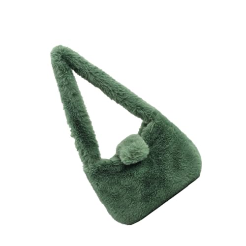 FOMIYES Plüsch Damen Single shoulder Bag Handtasche Winter Handbag Grün Kuschelig Sanft Modisch Vielseitig Für Alltag Party von FOMIYES