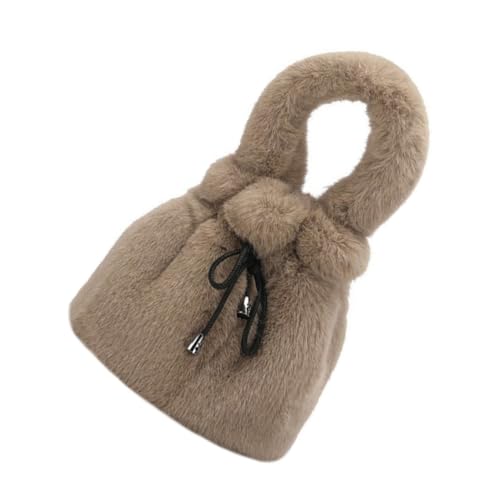 FOMIYES Plüsch Damen Umhängetasche Warm Kuschelig Schultertasche Klein Stylisch Reise Alltagsgebrauch Braun von FOMIYES
