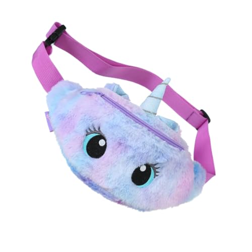 FOMIYES Plüsch Einhorn Crossbody Tasche Verstellbarer Taillengurt Multifunktional Schultertasche Hüfttasche Brusttasche Mädchen Modisch Violett Cartoon Design von FOMIYES