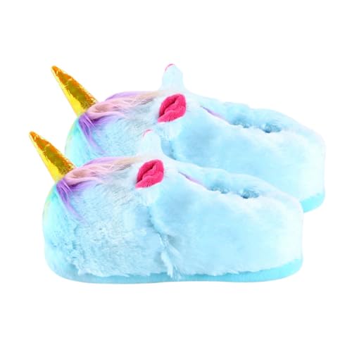 FOMIYES Plüsch Hausschuhe Damen Herren Winter Baumwolle Flauschig Warm Einhorn Design Rutschfest Leicht Für Zuhause Innenbereich von FOMIYES
