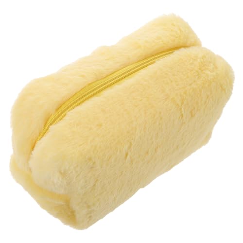 FOMIYES Plüsch Makeup Tasche Handtasche mit Reißverschluss Großer Stauraum Leicht und Robust Damen Kosmetiktasche für Reisen und Alltag Gelb Vielseitig für Lippenstift Pinsel und von FOMIYES