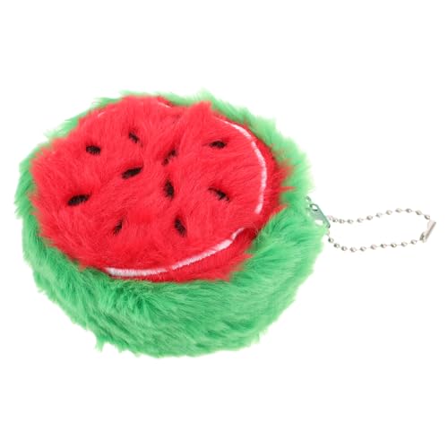 FOMIYES Plüsch-Wassermelonen-Geldbörse kleine Geldbörse mit Reißverschluss tragbar Münze Münzbeutel Kawaii Beutel Schlüsseletuihalter Keychain -Kartenhalter Geldbeutel Schlüsseltasche rot von FOMIYES