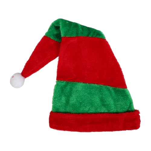 FOMIYES Plüsch Weihnachtsmannhut für Erwachsene Rot Grüne Gestreifte Nikolausmütze für Partys für Festliche Anlässe Kostümfeiern für Stundenlangen Tragekomfort von FOMIYES