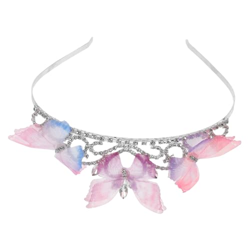 FOMIYES Prinzessin Tiara Kopfbedeckung für Mädchen Schmetterlings-Haarschmuck Göttin Krone Kopfschmuck Kopfbedeckung mit Strasskrone Schmetterling Kostüm Stirnband Gittergewebe von FOMIYES