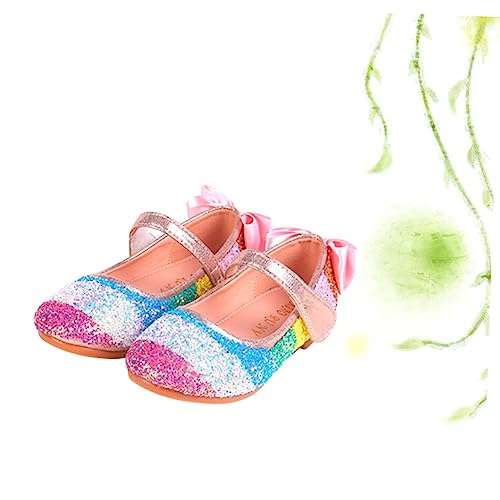 FOMIYES Prinzessinnen Tanzschuhe für Mädchen Runde Spitze Weiche rutschfeste PU Sohle Strapazierfähig und Sicher für Tanzen und Üben von FOMIYES