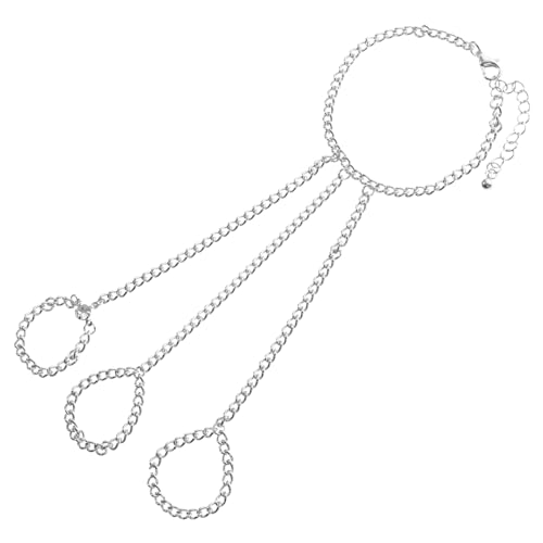 FOMIYES Punk Finger Ring Handkette Metallkettenglieder Handgelenkschmuck Damen Mehrlagig Street Dance Karneval Party Accessoire von FOMIYES