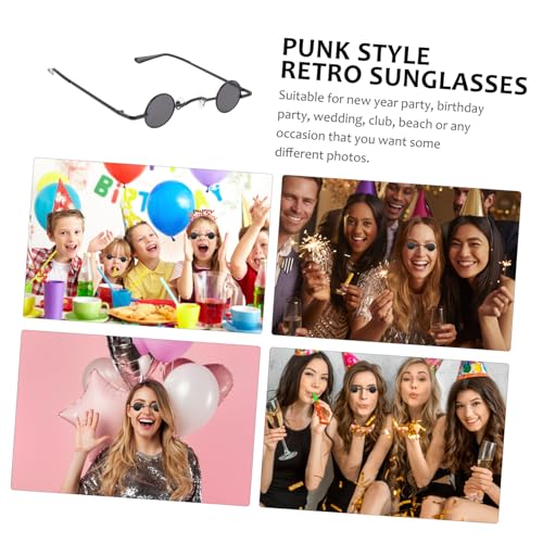 FOMIYES Punk Sonnenbrille UV Schutz Kleine Runde Vintage Metallrahmen Unisex Modisch Langlebig für Damen Herren Festival Strand Party von FOMIYES