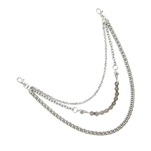 FOMIYES Punk Stil Herren Hosenkette aus Robustem Zinklegierung und Eisen Silberfarbene Hip hop Bundkette Strapazierfähig und Modisch Vielseitiges Accessoire für Jeans und Clubwear von FOMIYES