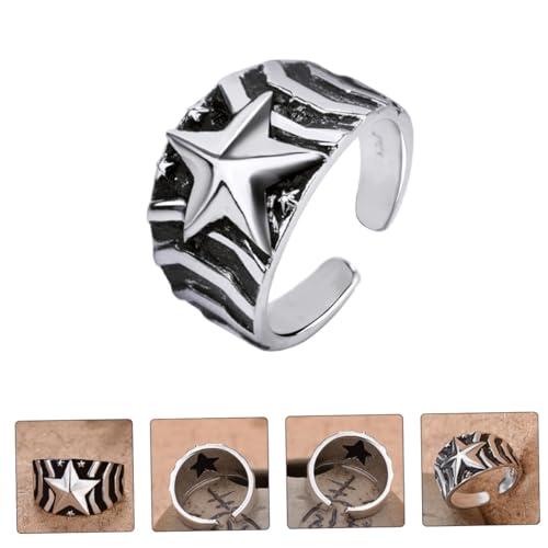 FOMIYES Punk Style Herrenring mit Fünfzackigem Stern Modischer Fingerring Verarbeitung Langlebig Geeignet für Party Alltag zu Weihnachten Geburtstag von FOMIYES