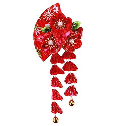 FOMIYES Quaste Glocke Haarschmuck Japanische Haarspangen Für Kinder Kanzashi- Haarspange. Kimono-blumen-haarnadel Japanische Blumenhaarnadeln Fächer Ausgabekarte Legierung Fräulein Tuch von FOMIYES