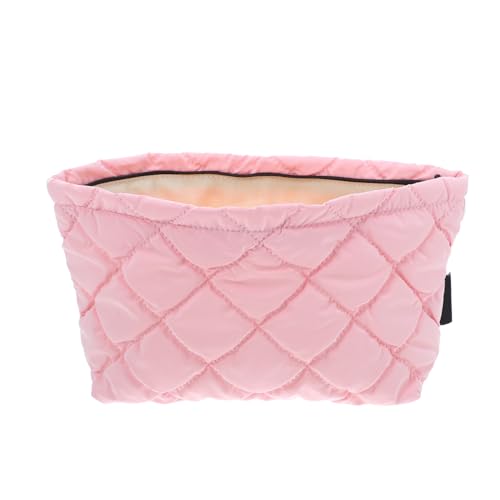 FOMIYES Quilted Kosmetiktasche Damen Polyester Prägung Langlebig Geräumig mit Fächern Leicht und Kompakt Vielseitig für Reisen Büro Alltag Pflegeleicht Modisch Rosa von FOMIYES