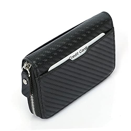 FOMIYES RFID Geldbörse für Herren Multifunktionale Zipper Geldtasche mit Carbonfaser Portemonnaie für Karten Bargeld Diebstahlschutz für Besondere Anlässe von FOMIYES