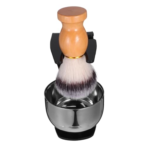FOMIYES Rasierpinsel mit Edelstahl Ständer und Schale für Männer Langlebiges Rasierbürsten Kit zur Optimalen Schaumerzeugung Weich und Komfortabel Einfache Reinigung Bartpflege Zubehör von FOMIYES
