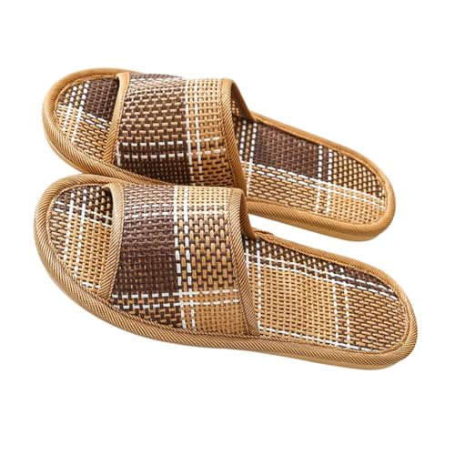 FOMIYES Rattan Geflochtene Indoor Sommer Hausschuhe Leichte Atmungsaktive Slipper für Zuhause Komfortabel und Langlebig Geräuschlos Geeignet für Damen und Herren Bequeme Sommerpantoffeln von FOMIYES
