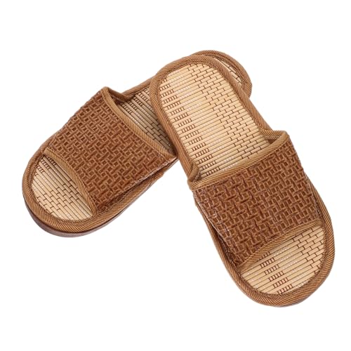 FOMIYES Rattan Gewebte Hausschuhe mit Flachem Boden Atmungsaktiv Leicht Kühlend für Damen und Herren Sommerpantoffeln Natürliche Umweltfreundliche Slipper für Zuhause und Freizeit von FOMIYES
